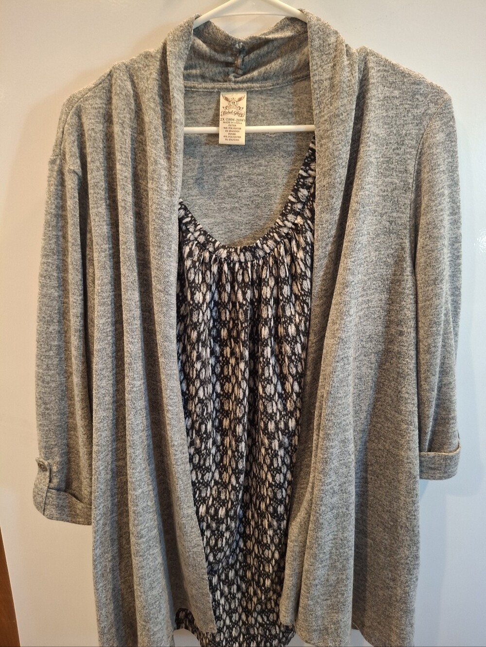 Faded Glory Heather Gray Open-Front Cardigan